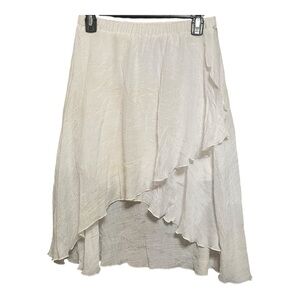Elegant Creamy White Ruffle Hi Low Boho  Women's Skirt S